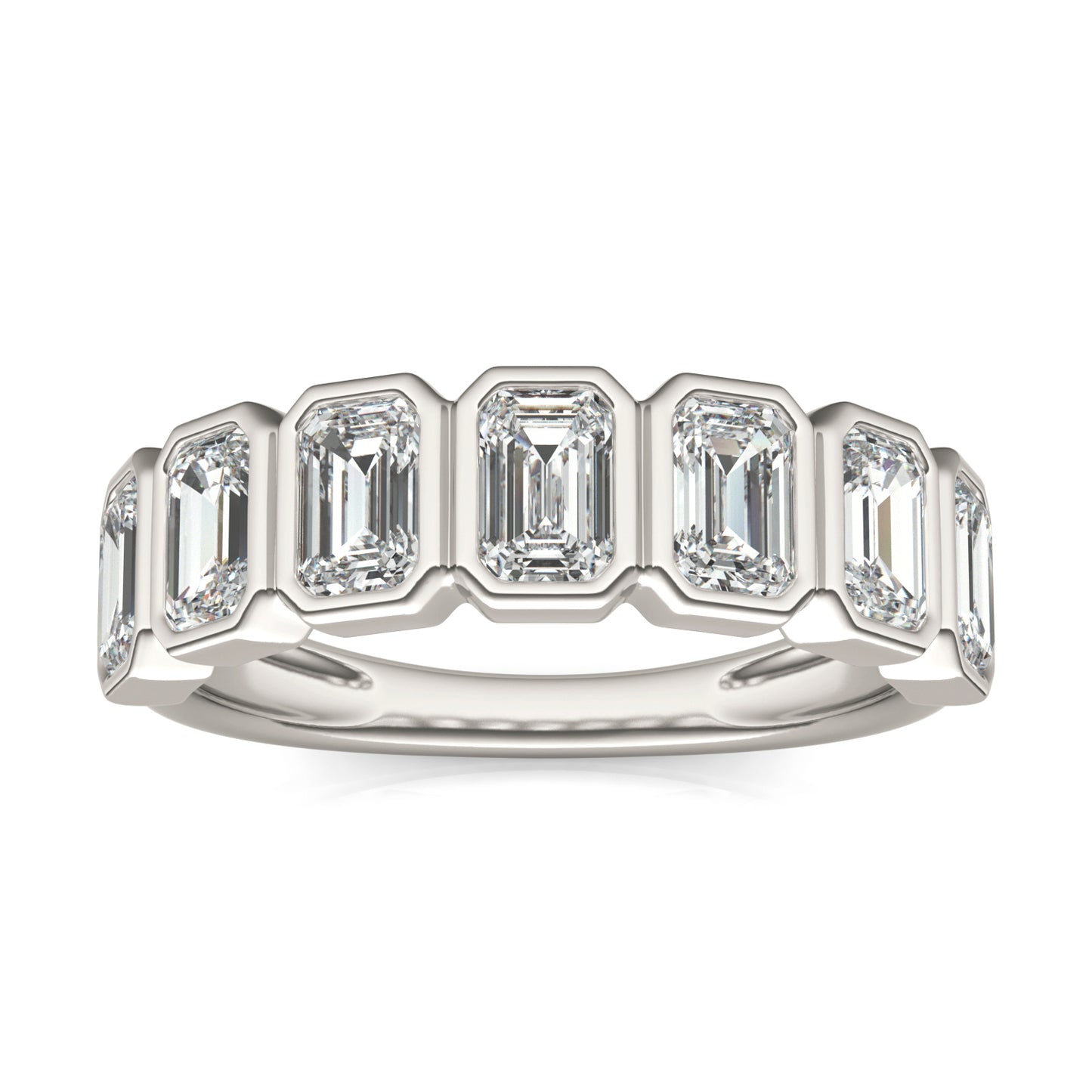 1 3/4 CTW Emerald Caydia Lab Grown Diamond Couture Bezel Ring 14K White Gold