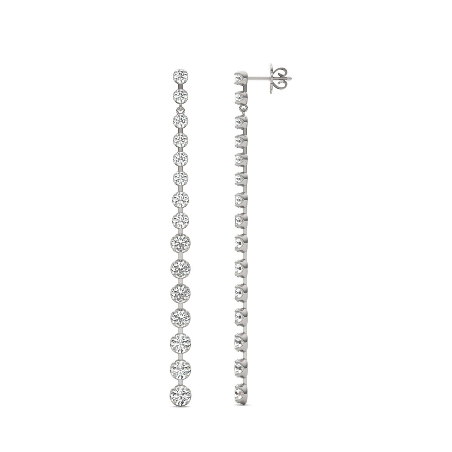 4 1/15 CTW Round Caydia Lab Grown Diamond Couture Graduated Drop Stud Earrings 14K White Gold