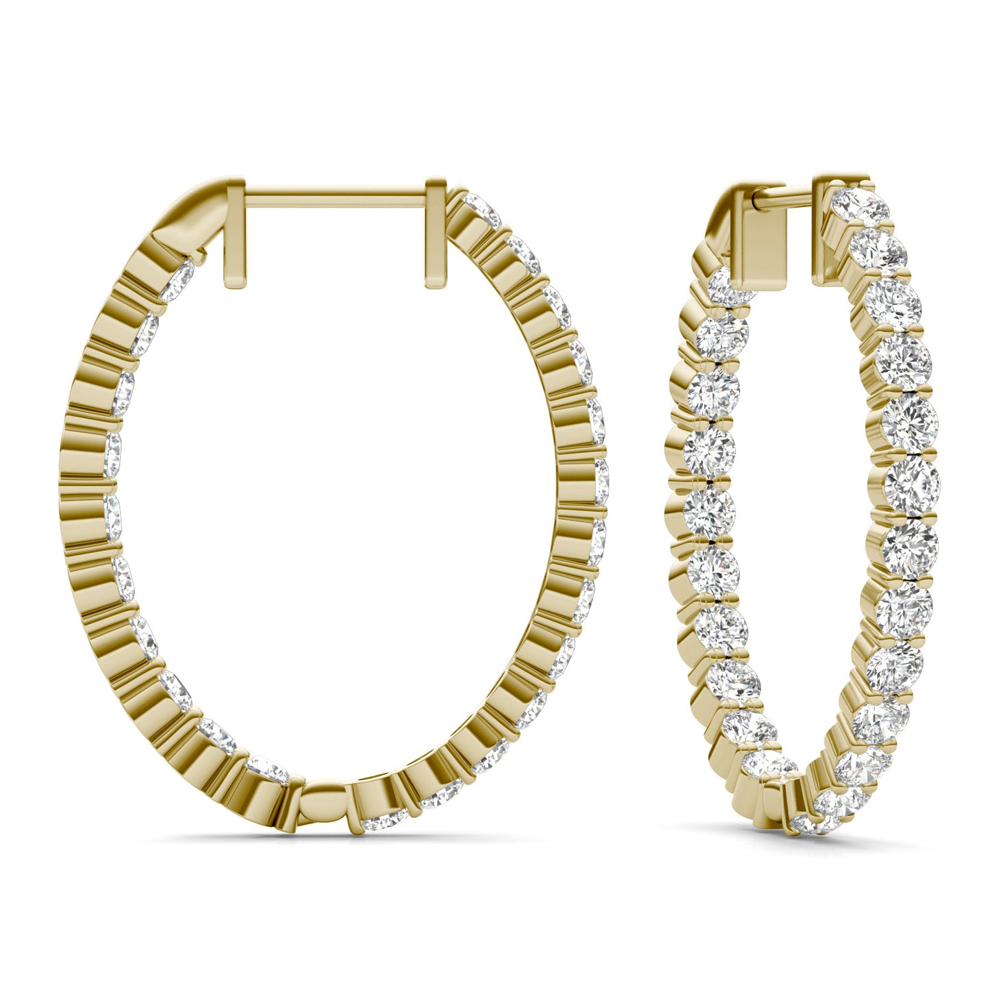 2 1/15 CTW Round Caydia Lab Grown Diamond Inside Out Hoop Earrings 14K Yellow Gold