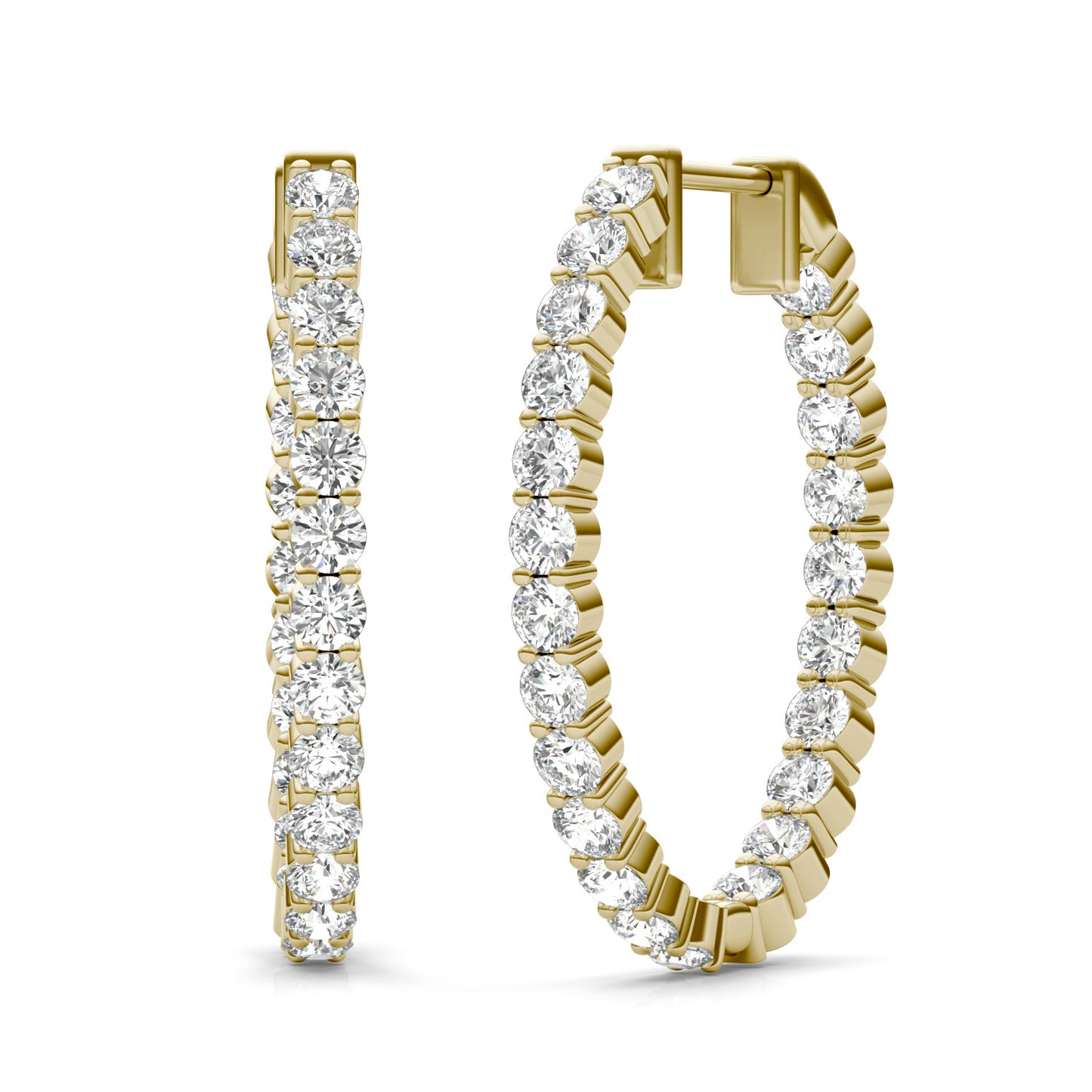 2 1/15 CTW Round Caydia Lab Grown Diamond Inside Out Hoop Earrings 14K Yellow Gold