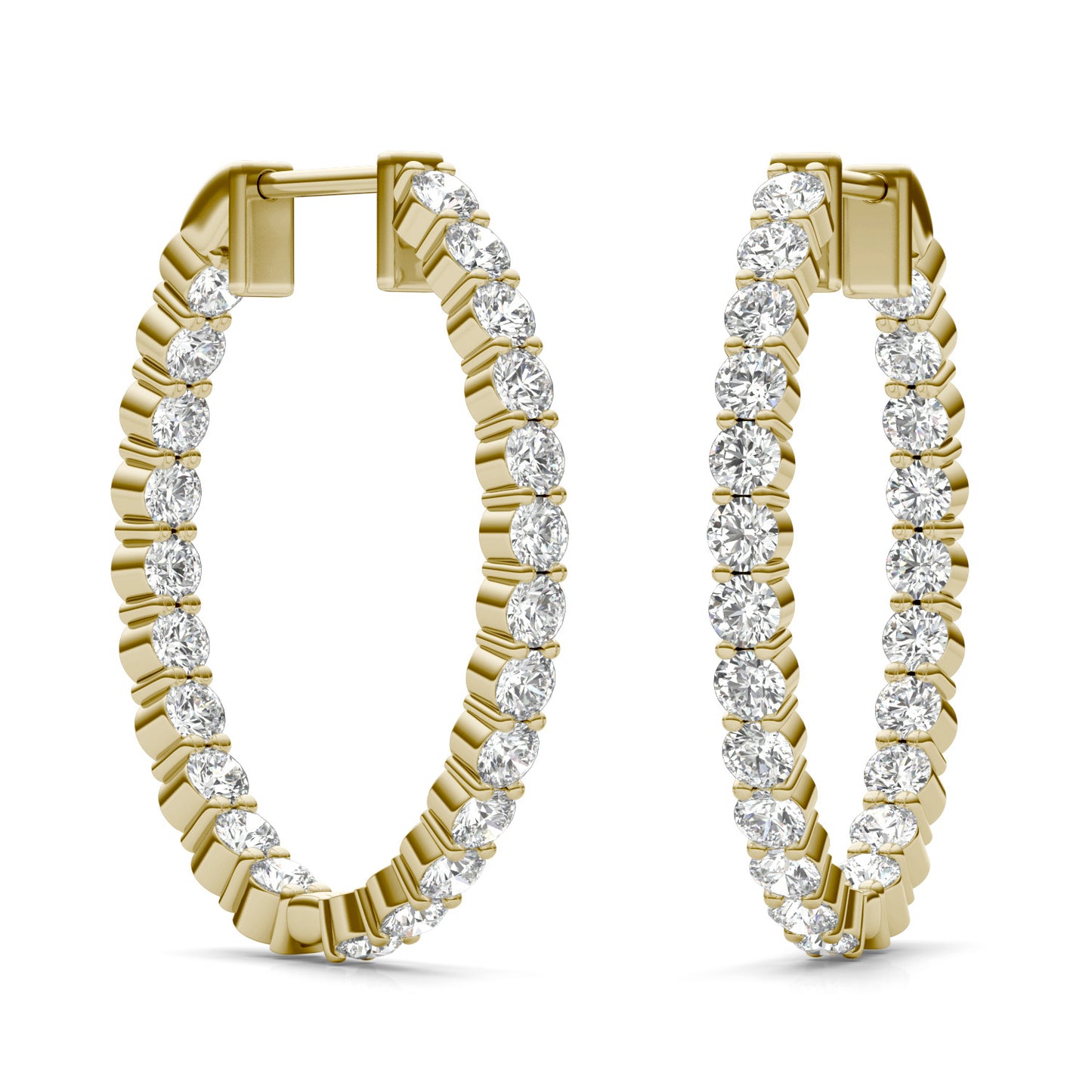 2 1/15 CTW Round Caydia Lab Grown Diamond Inside Out Hoop Earrings 14K Yellow Gold