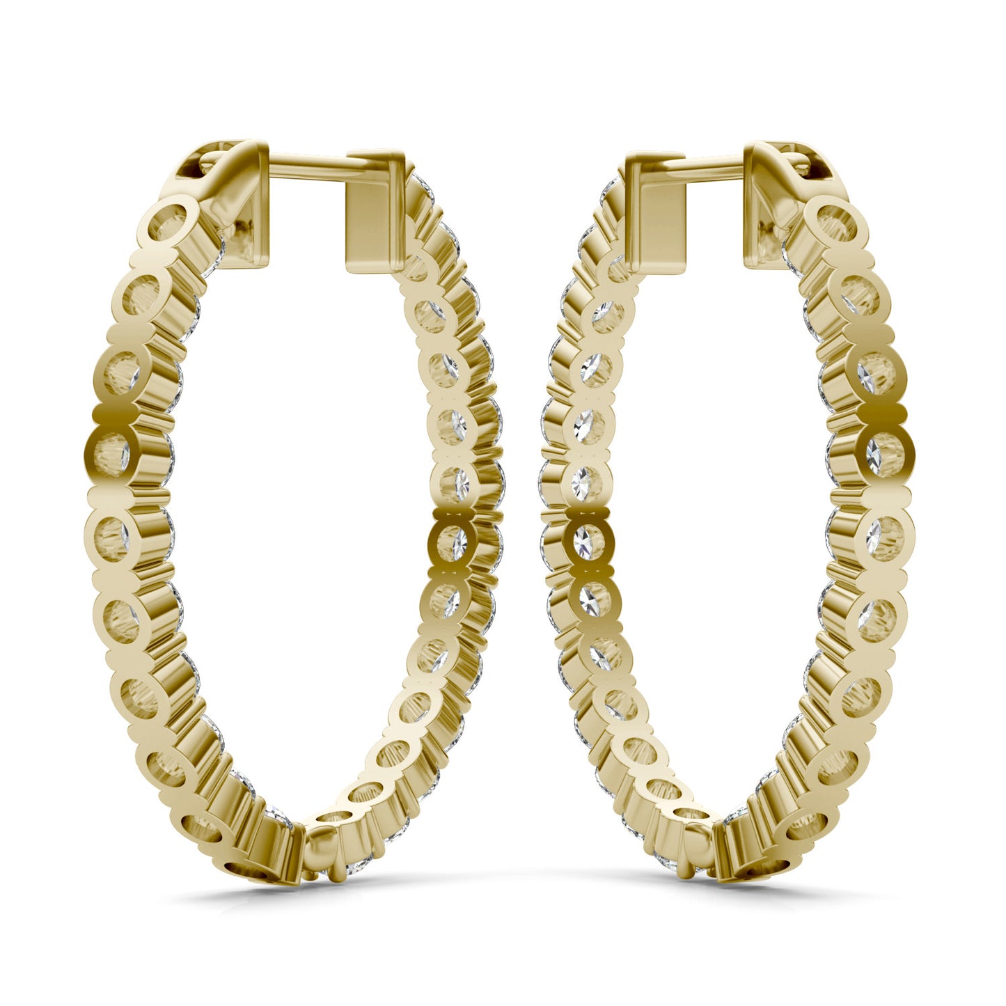 2 1/15 CTW Round Caydia Lab Grown Diamond Inside Out Hoop Earrings 14K Yellow Gold
