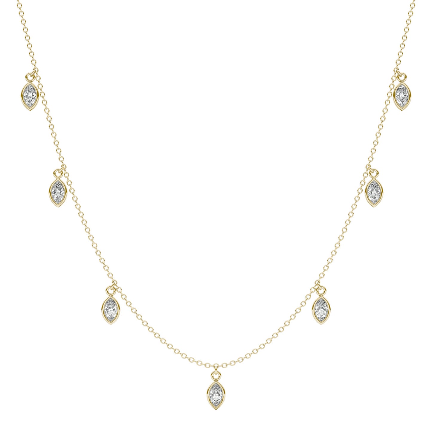 3/4 CTW Marquise Caydia Lab Grown Diamond Dangle Station Necklace 14K Yellow Gold