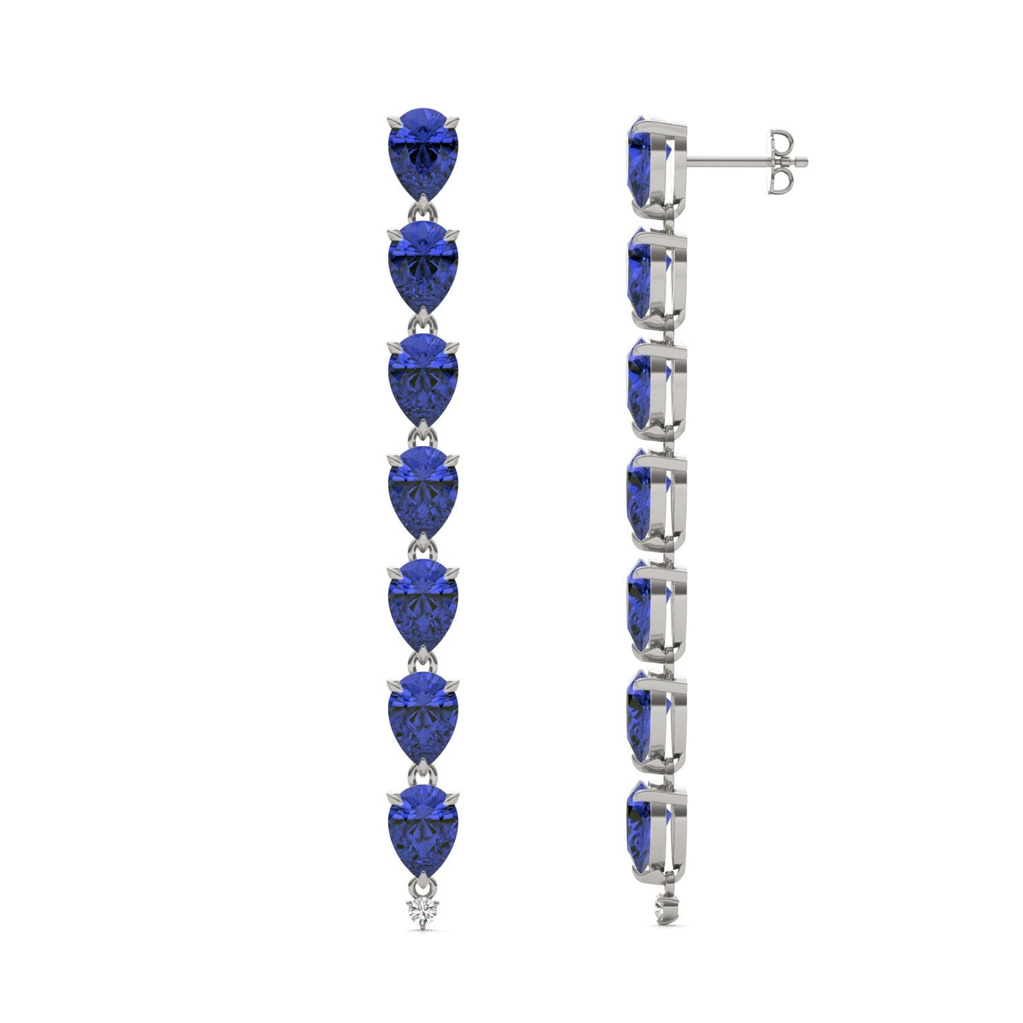 0.06 CTW Round Caydia Lab Grown Diamond Drop Earrings 14K White Gold Stone Color F featuring Created Sapphire