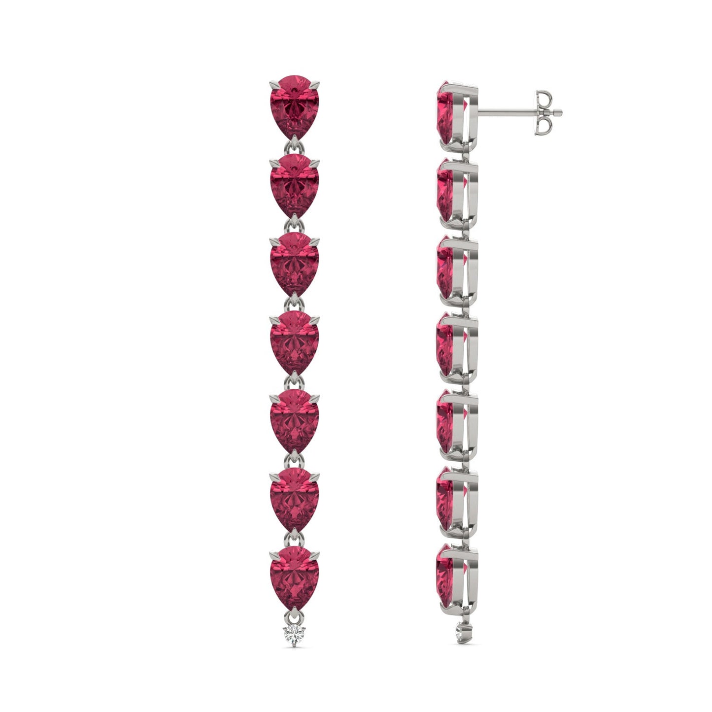 0.06 CTW Round Caydia Lab Grown Diamond Drop Earrings 14K White Gold Stone Color F featuring Created Ruby