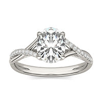 1.64 CTW DEW Oval Forever One Moissanite Signature Twist Engagement Ring 14K White Gold