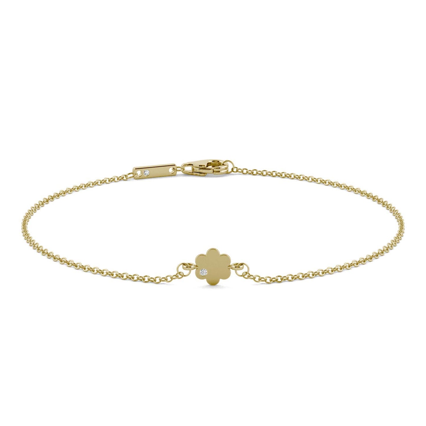 0.005 CTW DEW Round Forever One Moissanite Mini Flower Bracelet 14K Yellow Gold