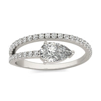 7/8 CTW Pear Caydia Lab Grown Diamond Open Fashion Ring 14K White Gold