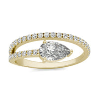 7/8 CTW Pear Caydia Lab Grown Diamond Open Fashion Ring 14K Yellow Gold