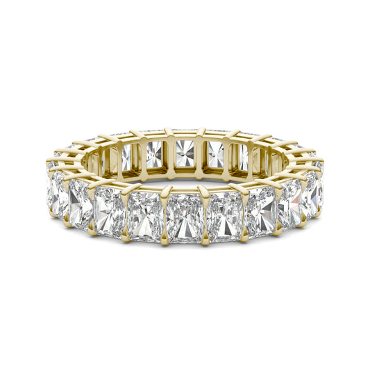 4 2/5 CTW Radiant Caydia Lab Grown Diamond Couture Eternity Ring 18K Yellow Gold