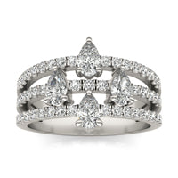 1 1/3 CTW Pear Caydia Lab Grown Diamond Three Row Fashion Ring 14K White Gold