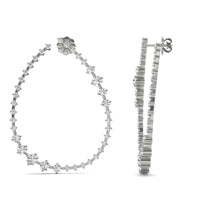 4 1/8 CTW Round Caydia Lab Grown Diamond Couture Bypass Statement Earrings 18K White Gold