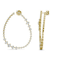 4 1/8 CTW Round Caydia Lab Grown Diamond Couture Bypass Statement Earrings 18K Yellow Gold