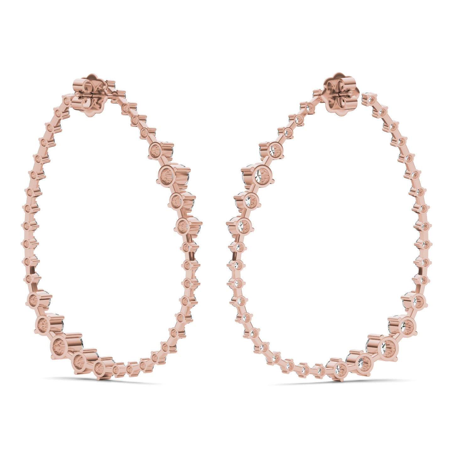 4 1/8 CTW Round Caydia Lab Grown Diamond Couture Bypass Statement Earrings 18K Rose Gold