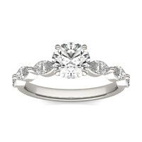 1 2/3 CTW Round Caydia Lab Grown Diamond Solitaire with Marquise Accents Engagement Ring 14K White Gold