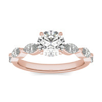 1 2/3 CTW Round Caydia Lab Grown Diamond Solitaire with Marquise Accents Engagement Ring 14K Rose Gold