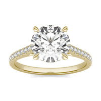 2 7/8 CTW Round Caydia Lab Grown Diamond Solitaire with Side Accents Engagement Ring 14K Yellow Gold