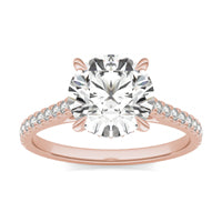 2 7/8 CTW Round Caydia Lab Grown Diamond Solitaire with Side Accents Engagement Ring 14K Rose Gold