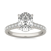 2 1/2 CTW Oval Caydia Lab Grown Diamond Hidden Halo with Side Accents Engagement Ring 14K White Gold