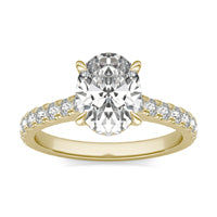 2 1/2 CTW Oval Caydia Lab Grown Diamond Hidden Halo with Side Accents Engagement Ring 14K Yellow Gold