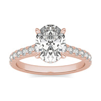 2 1/2 CTW Oval Caydia Lab Grown Diamond Hidden Halo with Side Accents Engagement Ring 14K Rose Gold