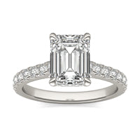 2 1/2 CTW Emerald Caydia Lab Grown Diamond Hidden Halo with Side Accents Engagement Ring 14K White Gold