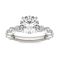 2 1 CTW Round Caydia Lab Grown Diamond Side Accents with Hidden Halo Engagement Ring 14K White Gold