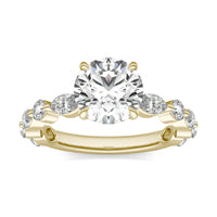 2 1 CTW Round Caydia Lab Grown Diamond Side Accents with Hidden Halo Engagement Ring 14K Yellow Gold