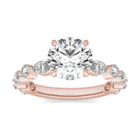 2 1 CTW Round Caydia Lab Grown Diamond Side Accents with Hidden Halo Engagement Ring 14K Rose Gold
