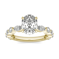 2 1 CTW Oval Caydia Lab Grown Diamond Side Accents with Hidden Halo Engagement Ring 14K Yellow Gold
