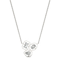 7/8 CTW Emerald Caydia Lab Grown Diamond Three Stone Geometric Necklace 14K White Gold