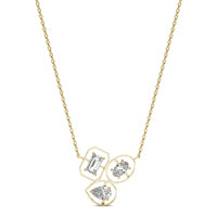 7/8 CTW Emerald Caydia Lab Grown Diamond Three Stone Geometric Necklace 14K Yellow Gold