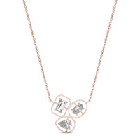 7/8 CTW Emerald Caydia Lab Grown Diamond Three Stone Geometric Necklace 14K Rose Gold