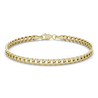 5.2mm Semi-Solid Miami Cuban Link Chain 8.5in Bracelet 14K Yellow Gold