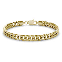 9.3mm Semi-Solid Miami Cuban Link Chain 9in Bracelet 14K Yellow Gold