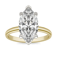 3 CTW Marquise Caydia Lab Grown Diamond Classic Solitaire Ring Two-Tone Yellow And White Gold