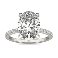 3 7/8 CTW Oval Caydia Lab Grown Diamond Classic Solitaire with Side Accents Ring 14K White Gold