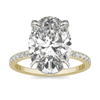 5 2/5 CTW Oval Caydia Lab Grown Diamond Classic Solitaire with Side Accents Ring Two-Tone Yellow And White Gold