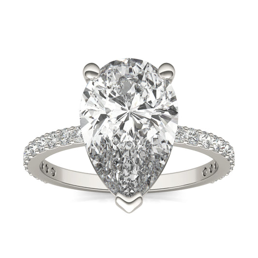 4 2/5 CTW Pear Caydia Lab Grown Diamond Classic Solitaire with Side Accents Ring 14K White Gold