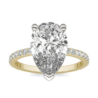 4 2/5 CTW Pear Caydia Lab Grown Diamond Classic Solitaire with Side Accents Ring Two-Tone Yellow And White Gold