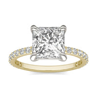 2 7/8 CTW Princess Caydia Lab Grown Diamond Classic Side Stone Ring Two-Tone Yellow And White Gold