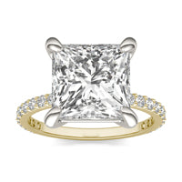 6 2/5 CTW Princess Caydia Lab Grown Diamond Classic Side Stone Ring Two-Tone Yellow And White Gold