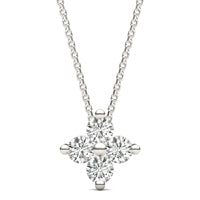 1 CTW Round Caydia Lab Grown Diamond Four Stone Floral Necklace 14K White Gold