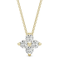 1 CTW Round Caydia Lab Grown Diamond Four Stone Floral Necklace 14K Yellow Gold