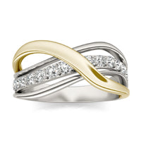 1/2 CTW Round Caydia Lab Grown Diamond Crossover Ring Two-Tone White And Yellow Gold