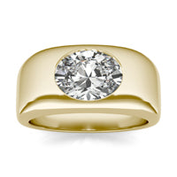 2 CTW Oval Caydia Lab Grown Diamond East-West Bezel Solitaire Ring 14K Yellow Gold