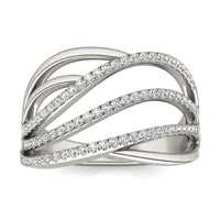 1/2 CTW Round Caydia Lab Grown Diamond Crossover Ring 14K White Gold
