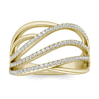 1/2 CTW Round Caydia Lab Grown Diamond Crossover Ring 14K Yellow Gold