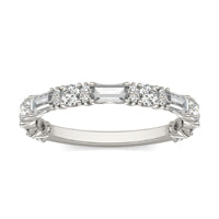 **Special Order - Forever One Moissanite Alternating Veda Anniversary Band in 14K White Gold, Ring Size 5.0