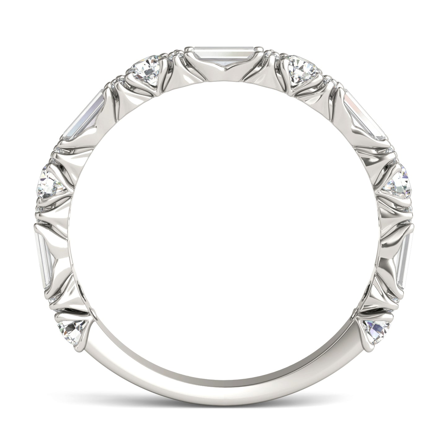 1 1/10 CTW Straight Baguette Alternating Anniversary Ring 14K White Gold